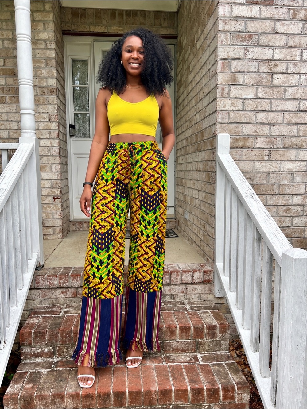Women’s Multicolor African Print Wide-Leg  Cargo Pants